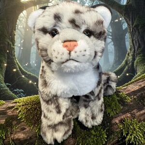 Plush Snow Leopard Stuffed Animal - Soft White & Gray Toy